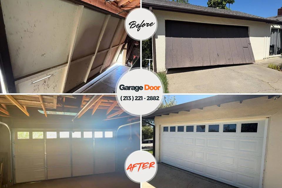 Before and after: garage door repair Paso Robles, CA